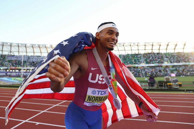 オレゴン世界陸上400ｍで優勝したノーマンとは練習仲間に ©JIJI PRESS