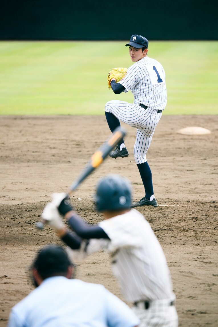 高校時代の佐々木朗希の投球フォーム　©Asami Enomoto