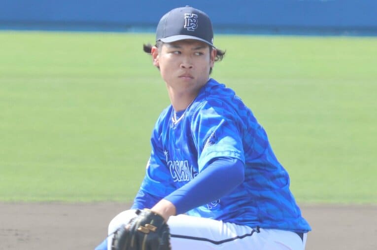 2021年にDeNAからドラフト1位指名を受けた小園健太。勝負の3年目を迎えた大器は、覚醒の片鱗を見せている ／ photograph by Fumi Sawai