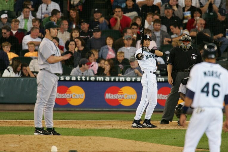 2005年6月、当時デビルレイズに所属していた野茂英雄とイチローの対決　©Koji Asakura