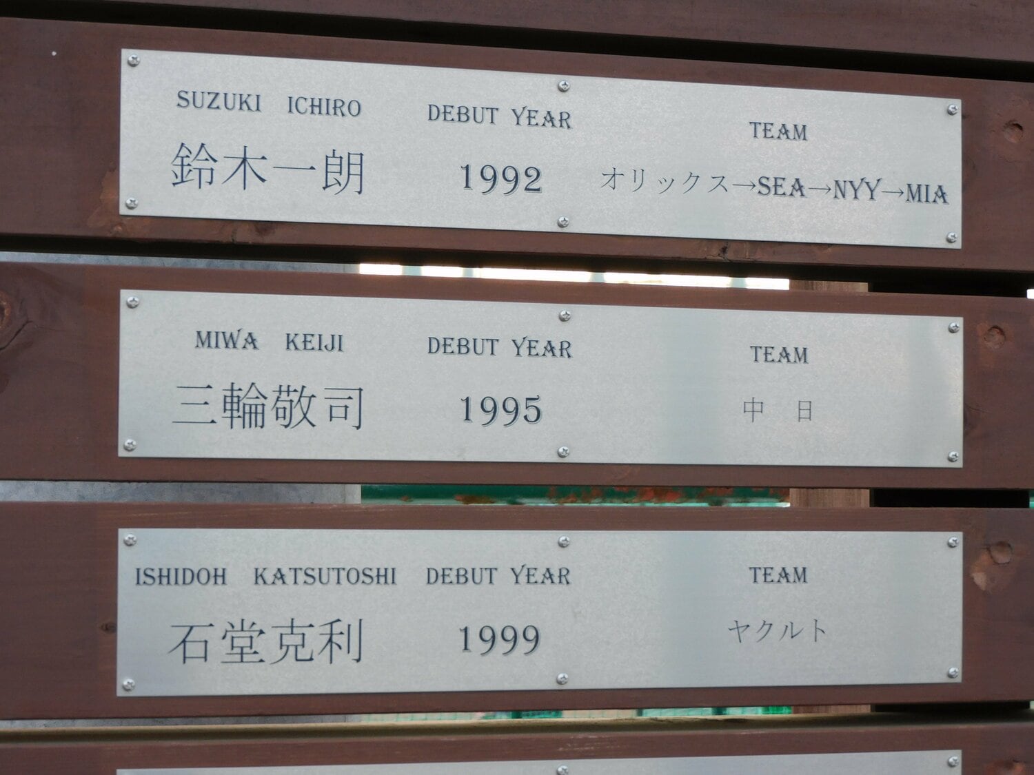 OBのプレートには「鈴木一朗」の名が　©Jun Aida