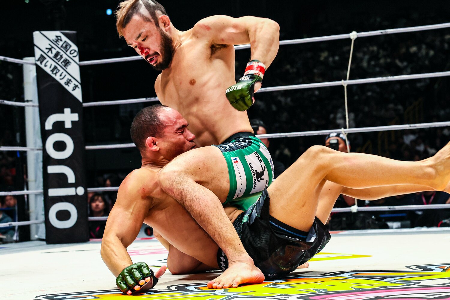 マウントポジションからドッドソンに拳を振り下ろす　©RIZIN FF Susumu Nagao