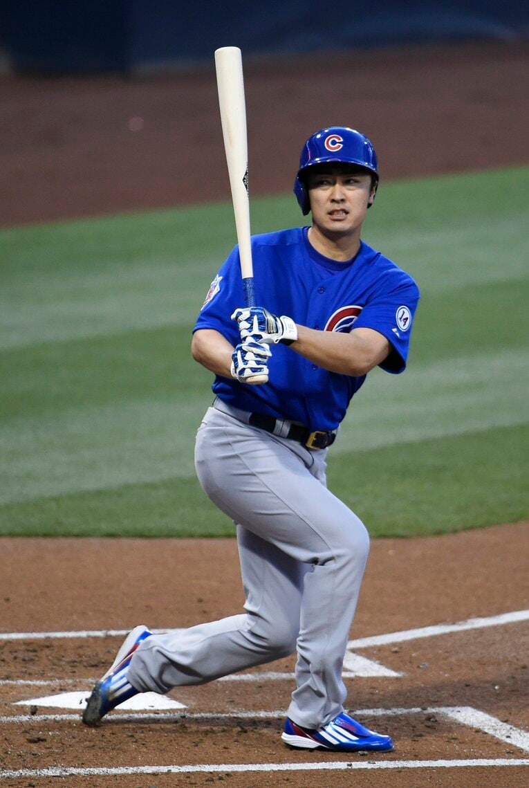 カブス時代。珍しい（!?）打席シーンも　©Getty Images