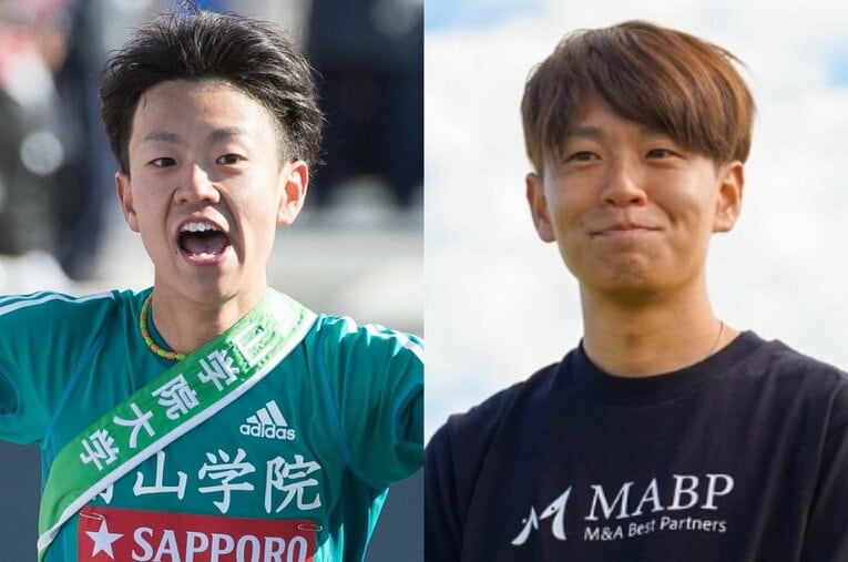 青学大では「3代目・山の神」として2度の優勝に貢献。実業団→プロランナーを経て選手権監督となった31歳は、これまでの常識に囚われないチーム作りを目指す ／ photograph by (L)Nanae Suzuki、(R)公式インスタグラムより引用