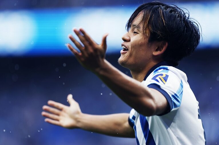 グラナダ戦、スペインで自身初となる1試合2ゴールを叩き込んだ久保　©Daisuke Nakashima