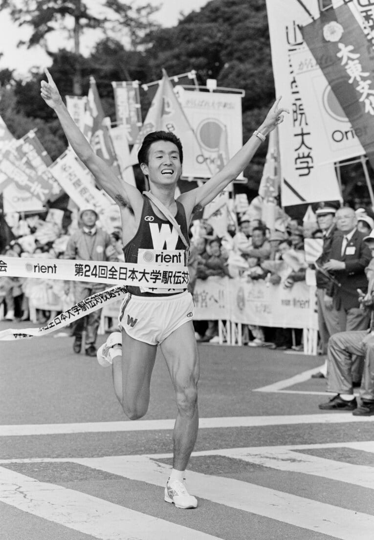 1992年の全日本大学駅伝でアンカーを務め、早大の優勝に貢献した櫛部　©JIJI PRESS