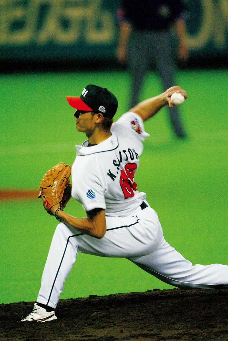 第1戦の斉藤は4点（自責3）を失ったものの、7回途中まで投げて勝利に貢献　photograph by Hideki Sugiyama