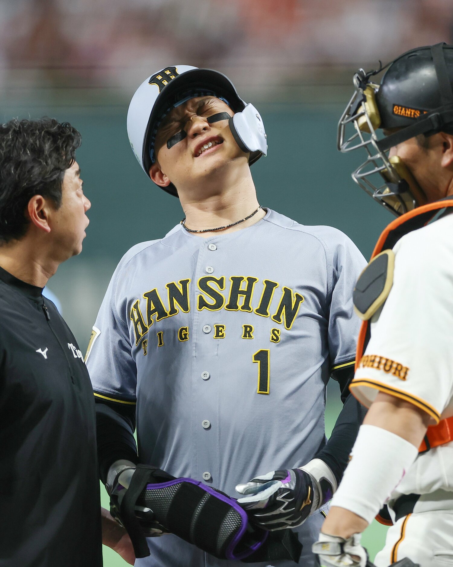 両リーグ最多死球を受けている阪神・森下翔太 ©JIJI PRESS