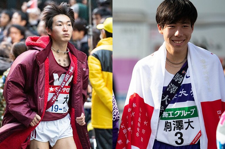 早大・中谷は前回1区を走って区間6位（左）。駒大・田澤は全日本大学駅伝優勝の立役者となった。 ／ photograph by Nanae Suzuki/Asami Enomoto