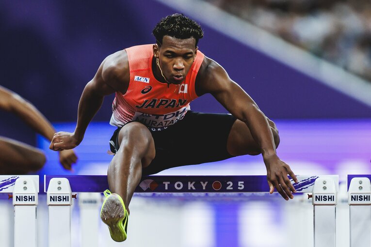 【東京世界陸上】110mハードル予選を走る村竹ラシッド（JAL）　©Kiichi Matsumoto