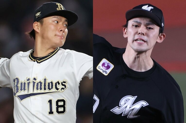 WBCでの佐々木朗希と山本由伸。2人のスーパーエースが初めて投げ合った戦いは非常に上質だった ／ photograph by JIJI PRESS