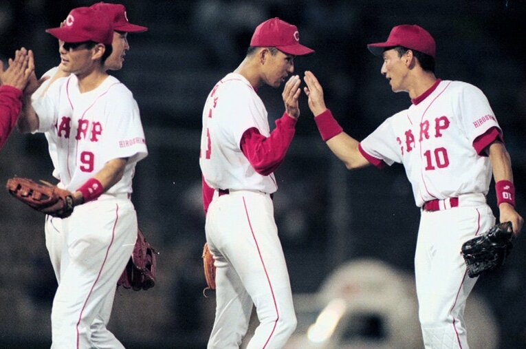 緒方孝市、黒田博樹、金本知憲／広島 ／ photograph by Kyodo News