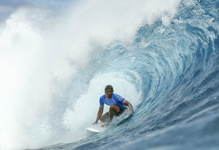 パリ五輪サーフィンでの五十嵐　©Getty Images