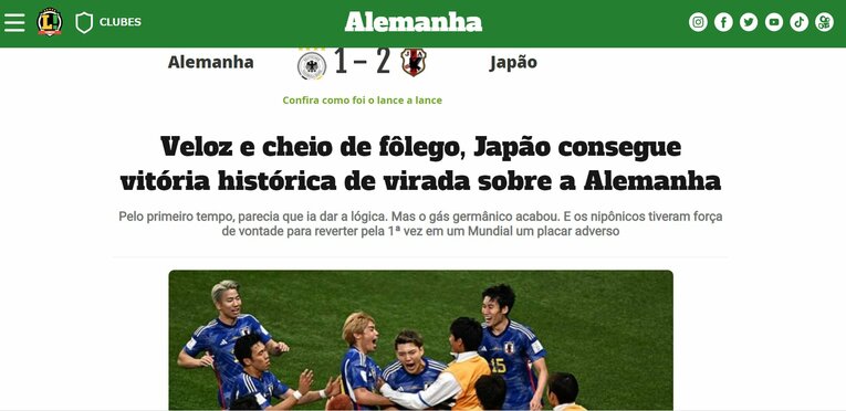 「スピードと運動量ー日本がドイツに歴史的逆転勝利」（スポーツ紙『ランセ！』）