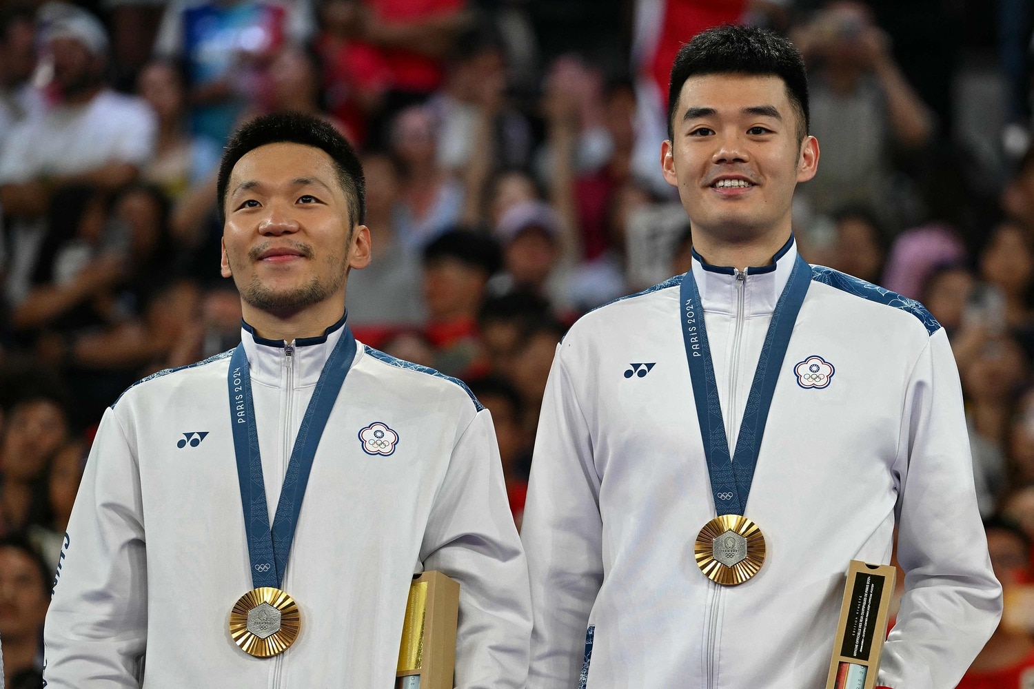 バドミントン男子ダブルスで優勝した王齊麟・李洋の台湾ペア　©AFLO　