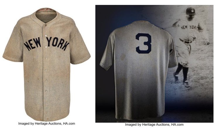 2024年8月、約35億円で落札されたベーブ・ルースのユニフォーム　※Heritage Auctionsより