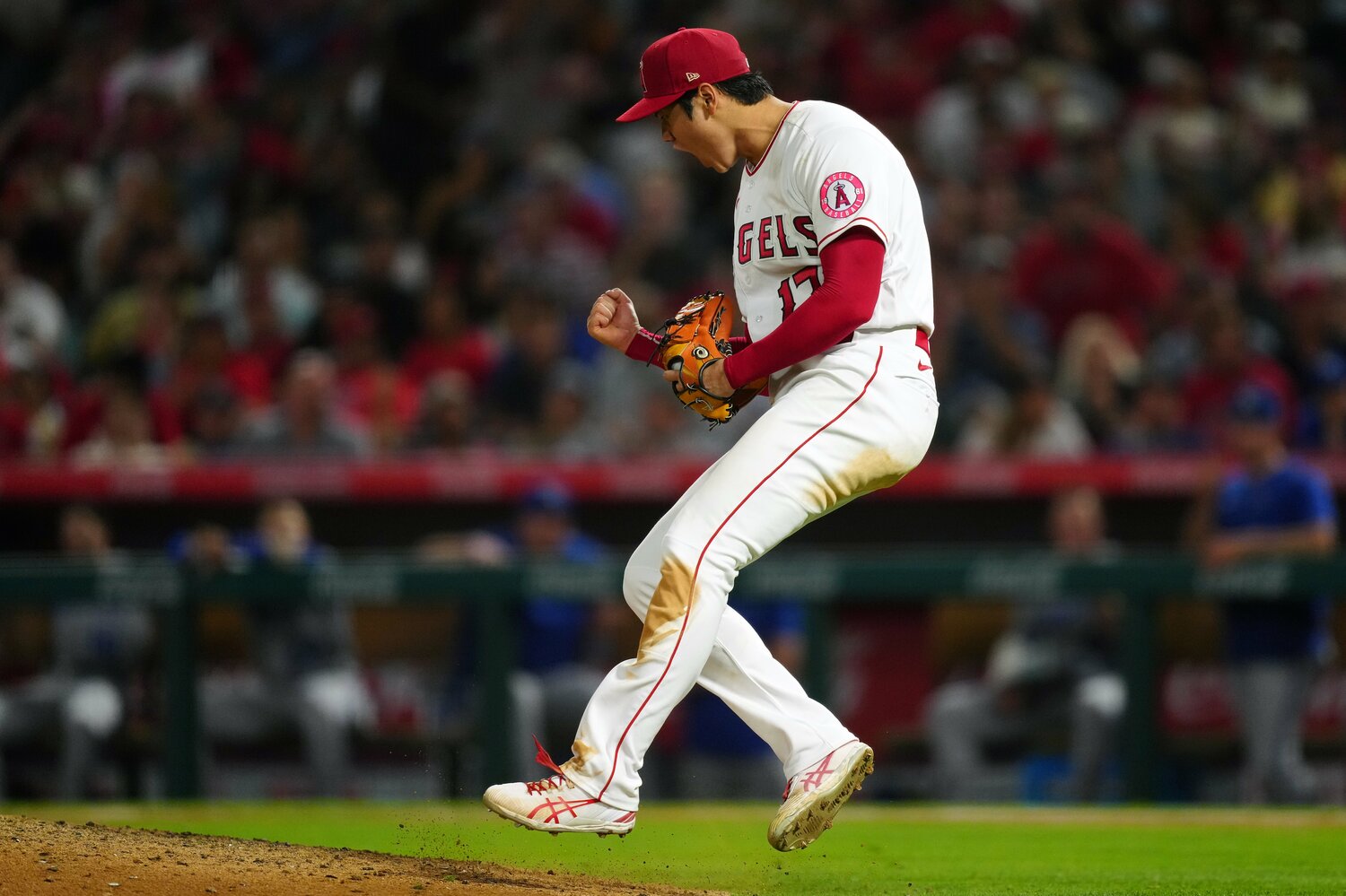 6月22日のロイヤルズ戦、三振を奪って雄叫びをあげる大谷翔平　©Getty Images