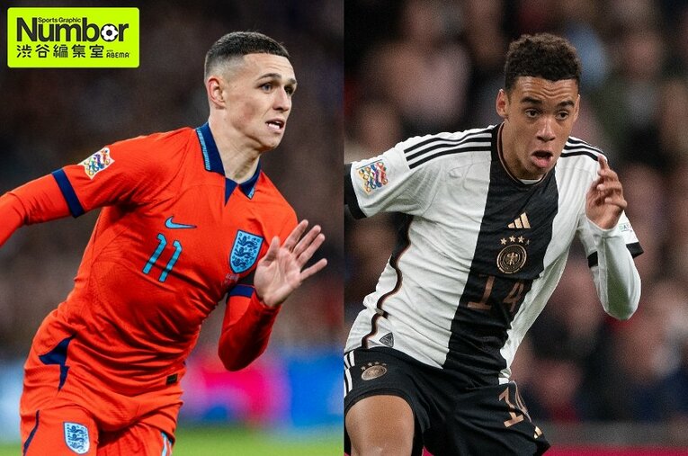 戸田さんがデブライネを引き合いに出すほど期待する若手、フォデン（左）とムシアラ。ともに攻撃的ポジションの選手だ ／ photograph by Getty Images