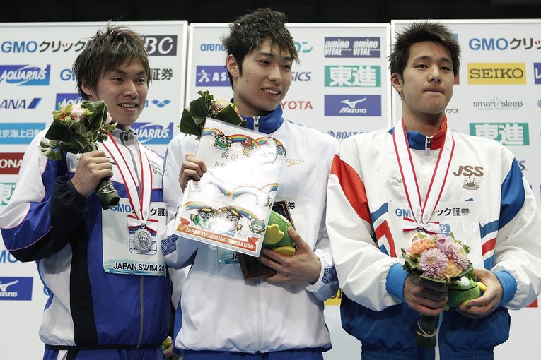 2012年の日本選手権200m個人メドレー表彰式　©Getty Images