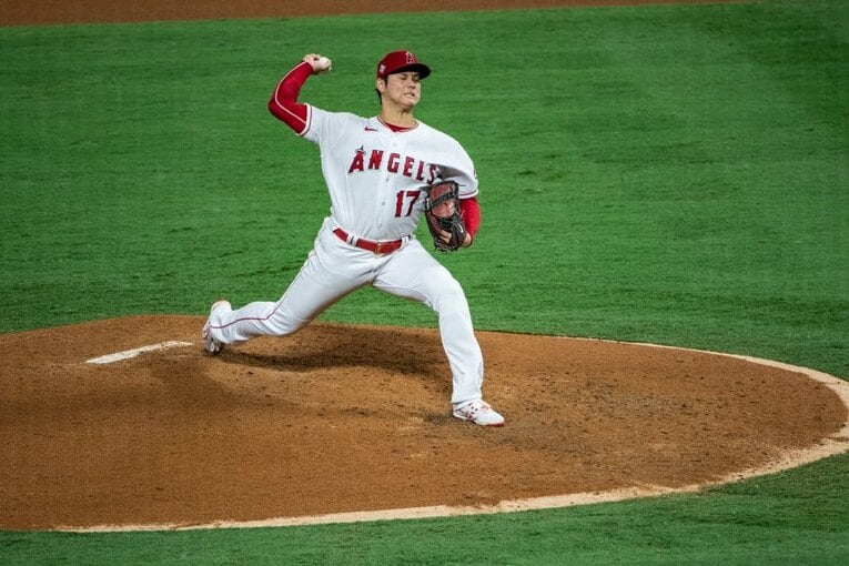 2021年の大谷の投球フォーム　©Nanae Suzuki