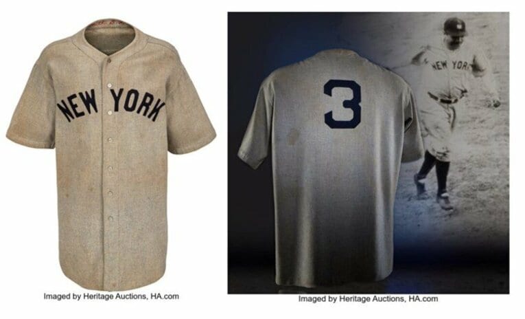 2024年8月、約35億円で落札されたベーブ・ルースのユニフォーム　※Heritage Auctionsより