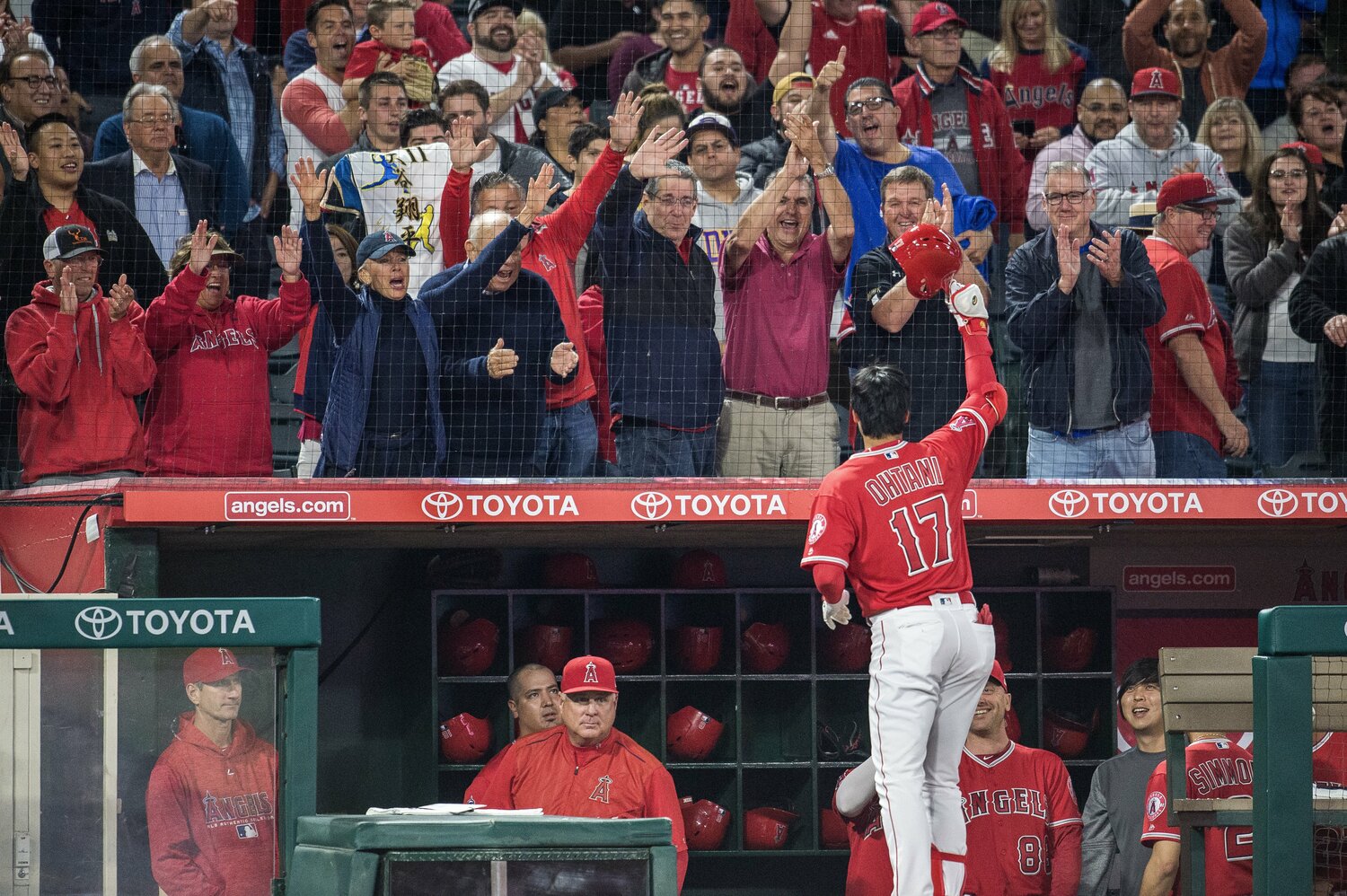 2018年、エンゼルス1年目にホームランを放った際の1枚