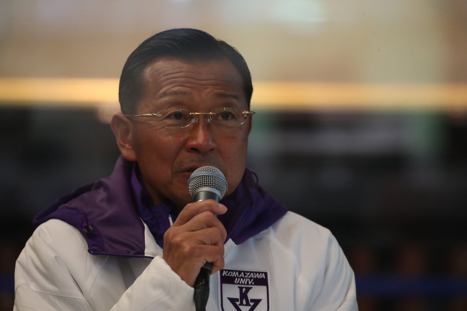 箱根駅伝優勝会見での大八木弘明監督　(C)JMPA