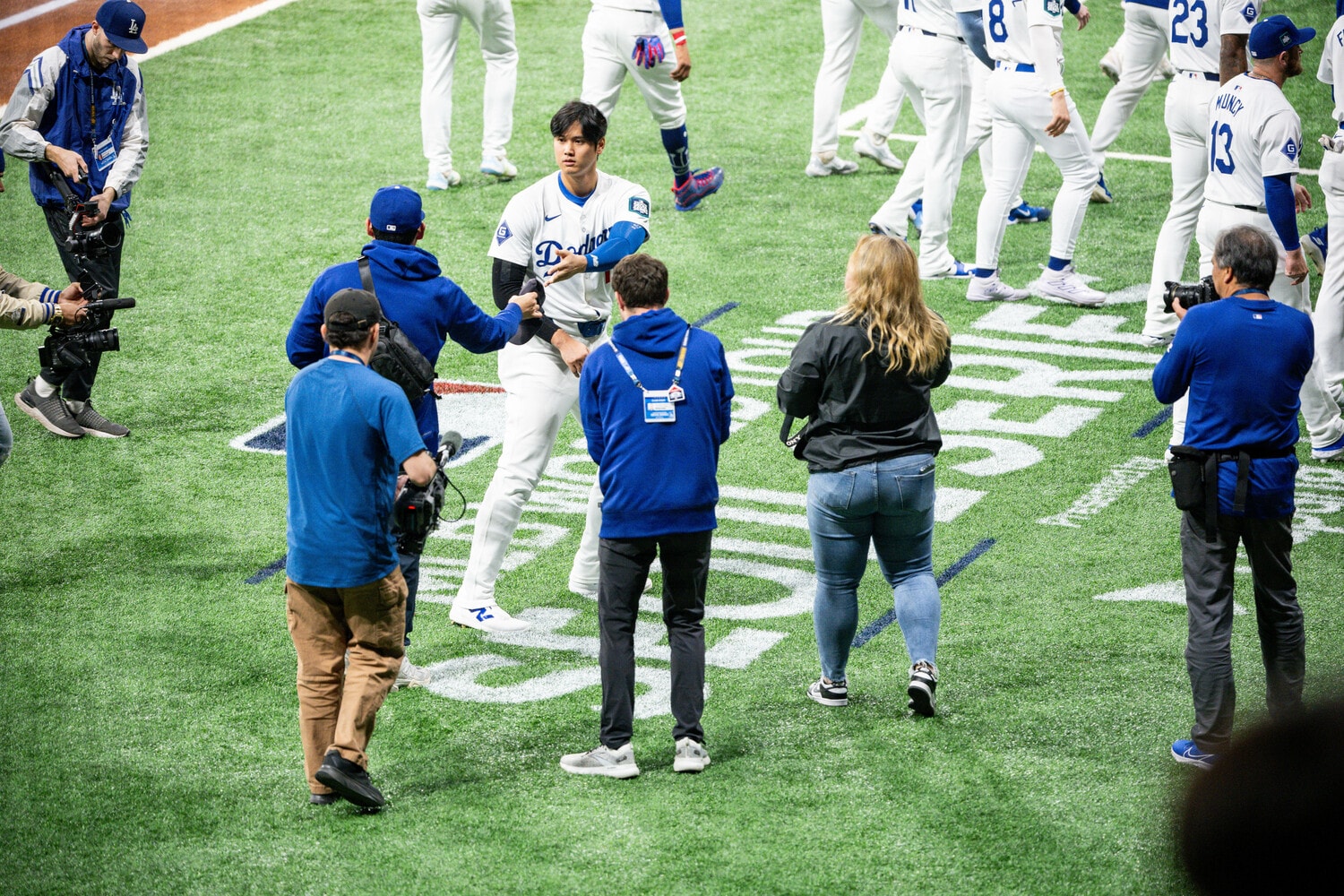 韓国開幕戦シリーズ、2戦目直前の大谷翔平 ©Nanae Suzuki