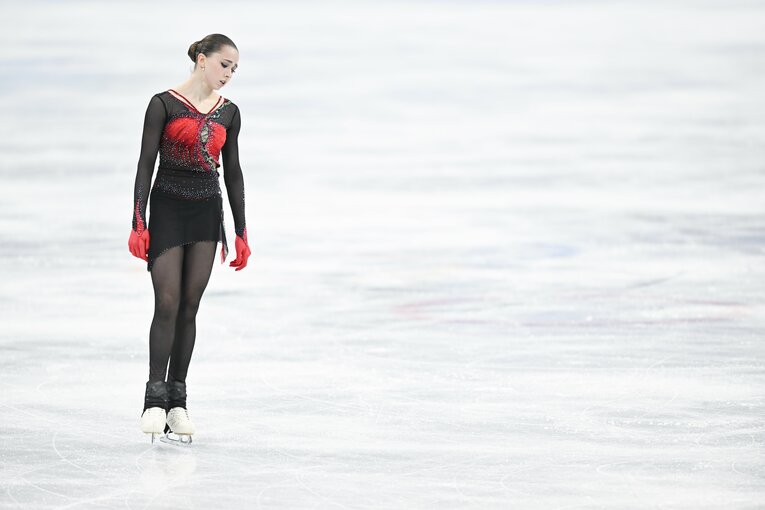 【五輪フィギュアの魔物】北京五輪でのワリエワ（写真は右に続きます）　©Asami Enomoto/JMPA