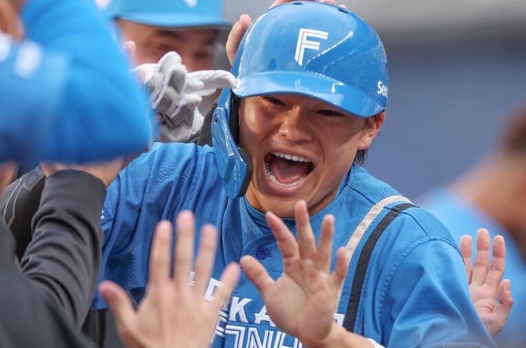 今季大ブレークした日本ハムの田宮裕涼 ／ photograph by JIJI PRESS