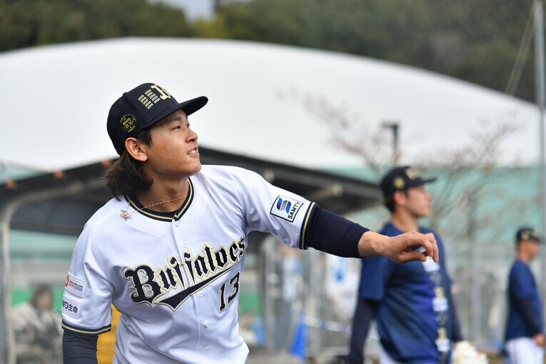 春季キャンプで汗を流す宮城　©︎Hideki Sugiyama