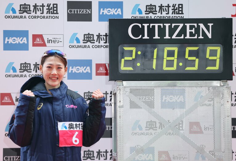 大阪国際女子マラソンで19年ぶりの日本新記録を樹立した前田穂南（天満屋）　©JIJI PRESS