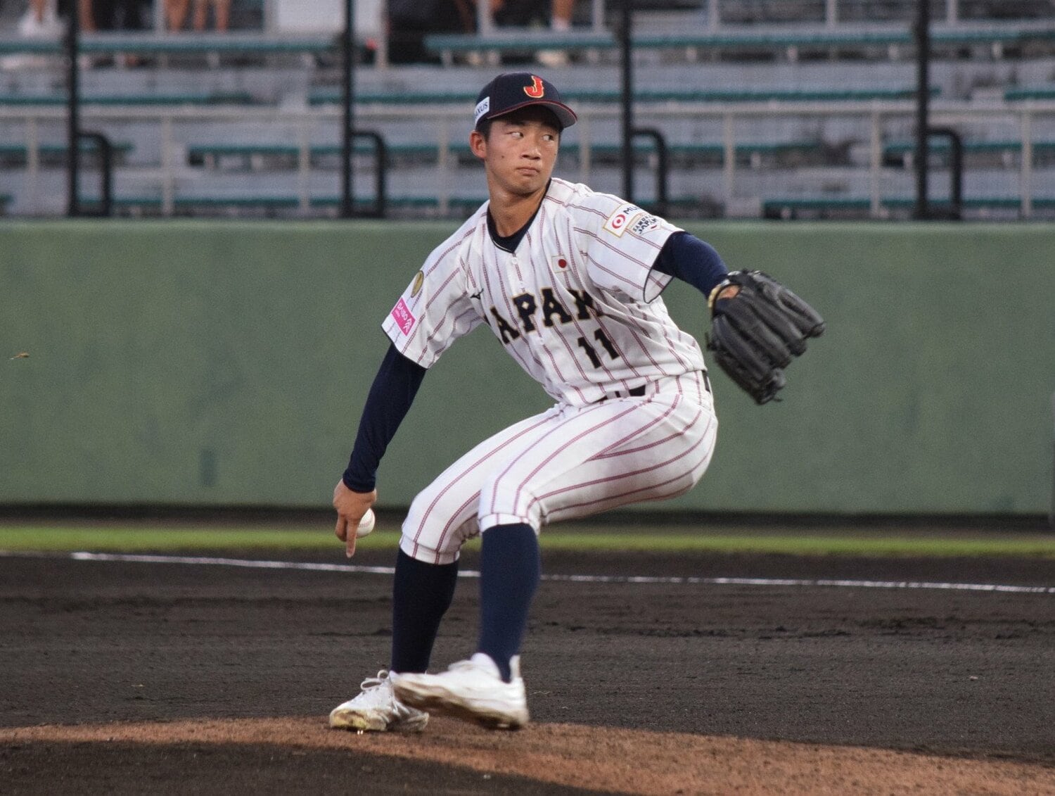 U-18W杯のイタリア戦で先発した長崎・創成館の森下　©JIJI PRESS