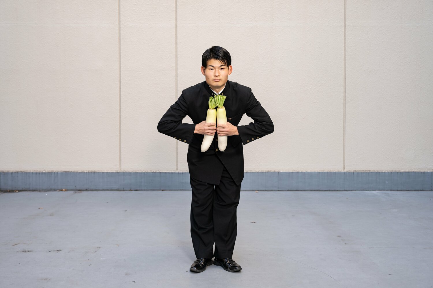 ２．背中にあった大根を前面に