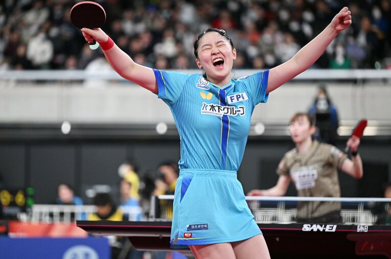 卓球の全日本選手権決勝にて、早田ひなを破り悲願の初優勝を果たした張本美和 ／ photograph by AFLO