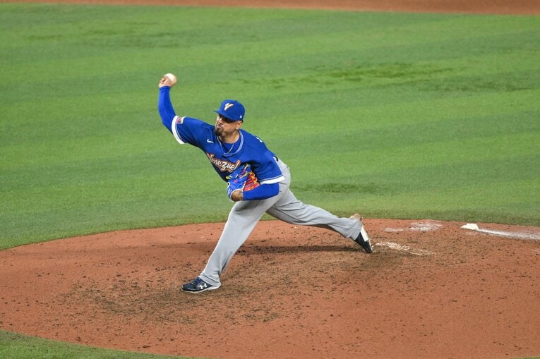 日本戦の８回にマウンドに上がったマチャド　©Nanae Suzuki