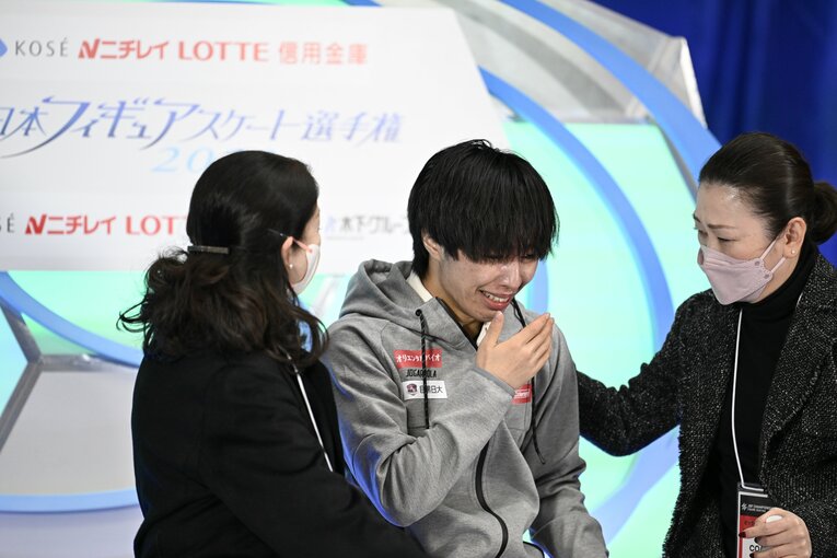 フリーの演技後、得点が出ると思わず涙があふれた三浦　©︎Asami Enomoto