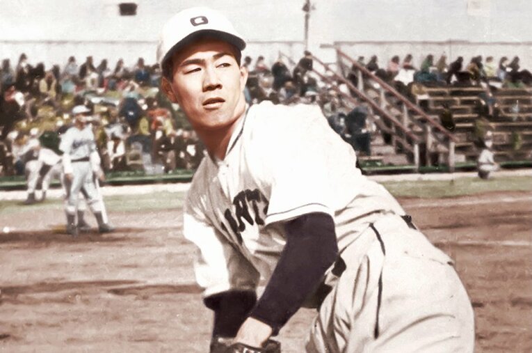 投球練習をする沢村栄治 ／ photograph by Digital Mix Company.