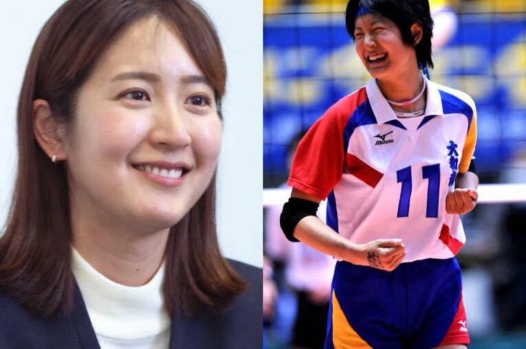 大和南高校で春高バレーの舞台でも躍動した二見梓さん ／ photograph by L)Takuya Sugiyama、R)AFLO