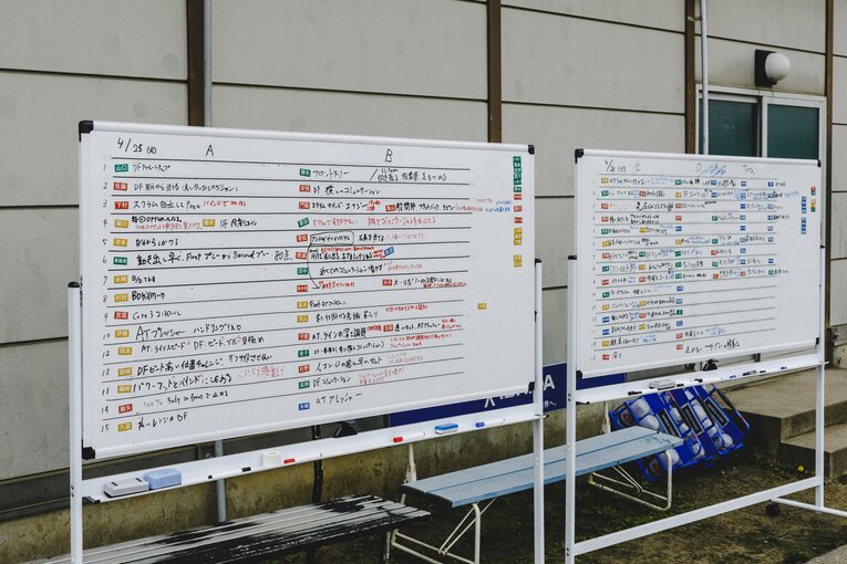 グラウンドに設置されたホワイトボード　©︎Kiichi Matsumoto