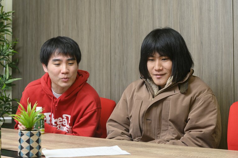 結成14年でM-1決勝初出場となったランジャタイ。国崎和也（ボケ担当、左）と伊藤幸司（ツッコミ担当）。サンドウィッチマンらと同じグレープカンパニー所属