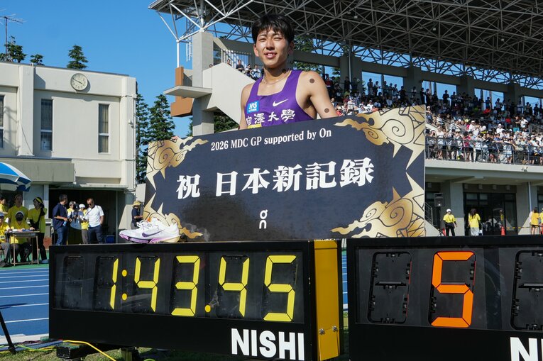 5月のMDCの男子800mで日本新記録をマークした落合　©︎AFLO