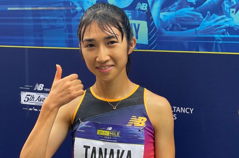 ニューヨークでの1マイルレースに出場。好記録で5位となり穏やかな表情をみせる田中希実 ／ photograph by Ayako Oikawa