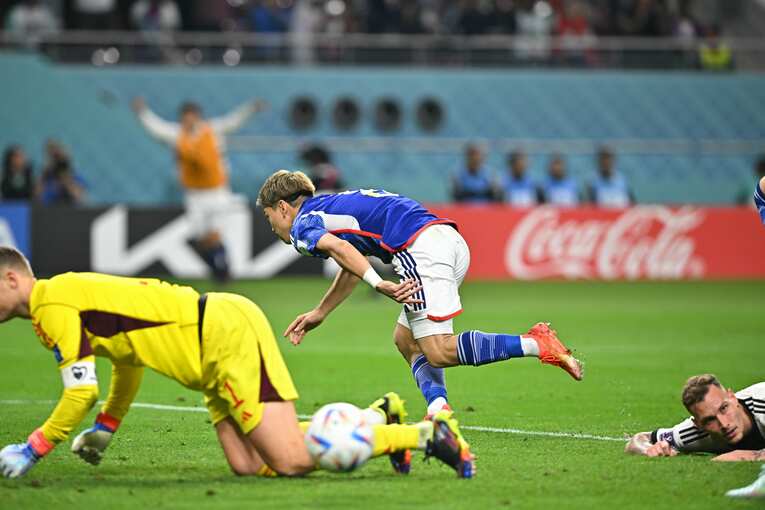 同点ゴールを決めた堂安律　©Takuya Kaneko/JMPA