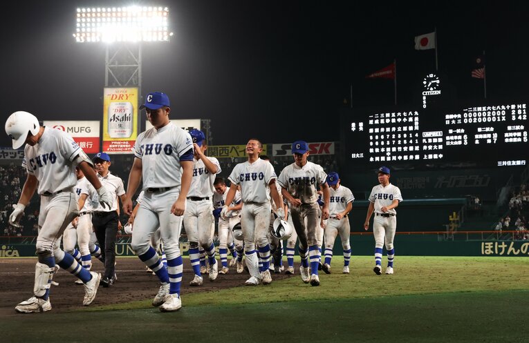 強豪の日大三高に惜敗した豊橋中央ナイン　©JIJI PRESS