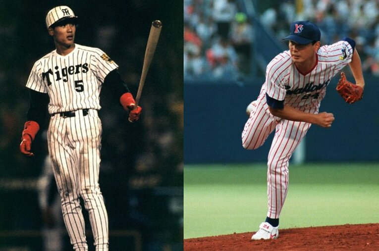 現役時代の吉井理人（右）が最も苦手としていたのが新庄剛志だった。2人はメジャーの舞台でも対戦経験がある ／ photograph by Naoya Sanuki / JIJI PRESS