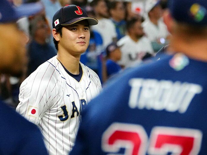 WBCアメリカ主将・トラウトは大谷&日本投手陣をどう見たか? 「ショウヘイが“第1ラウンド”を勝った」「投手陣はエグい球を投げていた」<Number Web> photograph by Getty Images