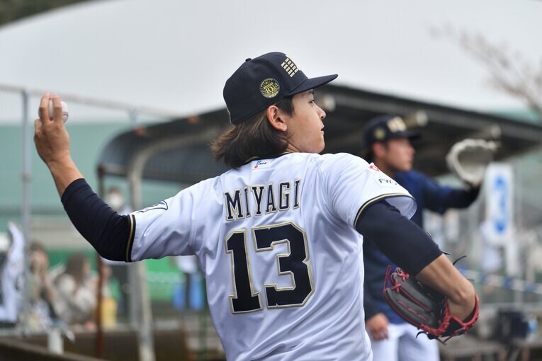 春季キャンプで汗を流す宮城　©︎Hideki Sugiyama