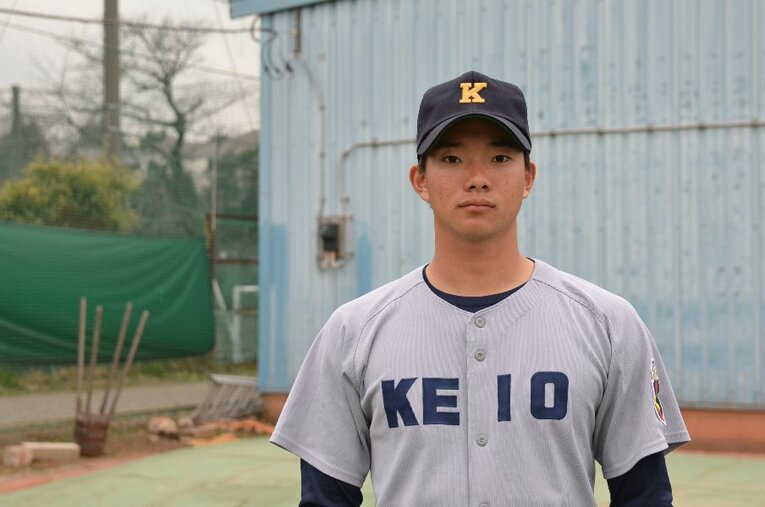 先のドラフト会議でヤクルトから1位指名を受けた慶大の木澤尚文 ／ photograph by Ryotaro Nagata