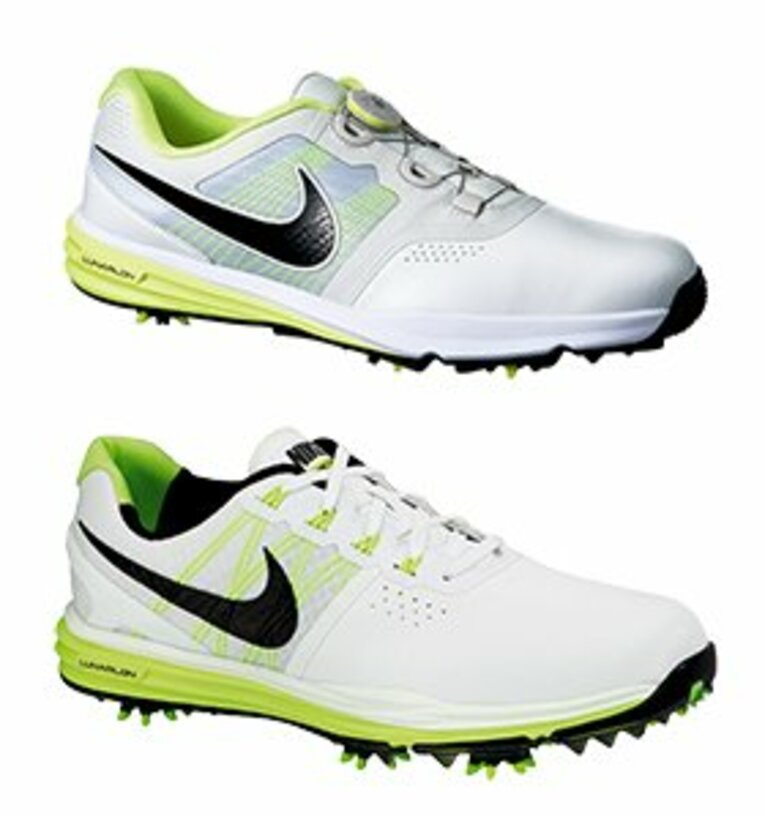 足との一体感を高めるBoaクロージャーシステムを搭載したナイキ ルナ コマンド ボア（オープン価格／写真上）。ロリー・マキロイのアドバイスを取り入れ、安定性や快適性などを追求したナイキ ルナ コントロール3（オープン価格／写真下）。
 